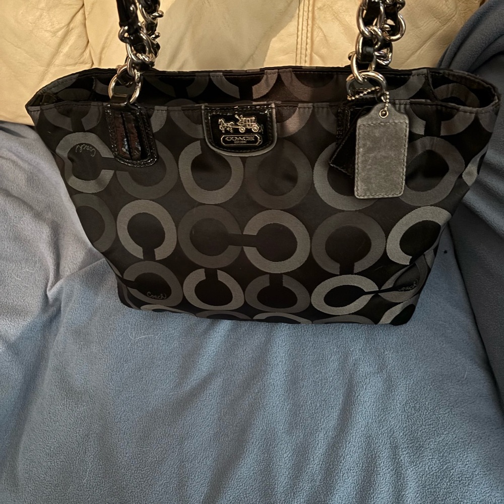Coach Black and Gray Shoulder Bag Signature Design